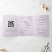 Elegant Floral Lavender Wedding Invitation Drieluik Wenskaart (Binnen)