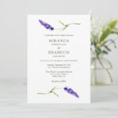Elegant Floral Lavender Wedding Invitation Kaart (Staand voorkant)