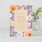 Elegant Floral Lavender Wedding Invitation Kaart (Staand voorkant)