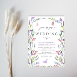 Elegant Floral Lavender Wedding Invitation Kaart