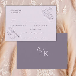 Elegant Floral Lavender Wedding RSVP Kaartje