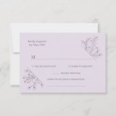 Elegant Floral Lavender Wedding RSVP Kaartje (Voorkant)