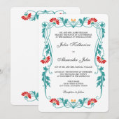 Elegant Floral Leaf and Swirls Invitation Kaart (Voorkant / Achterkant)