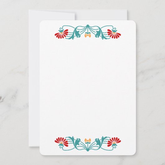 Elegant Floral Leaf and Swirls Invitation Kaart (Achterkant)