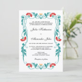 Elegant Floral Leaf and Swirls Invitation Kaart (Staand voorkant)