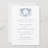  Elegant Floral Leaf Crest Monogram Bruiloft Kaart (Voorkant)