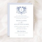  Elegant Floral Leaf Crest Monogram Bruiloft Kaart