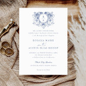  Elegant Floral Leaf Crest Monogram Bruiloft Kaart