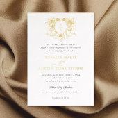  Elegant Floral Leaf Crest Wedding Gold Folie Uitnodiging