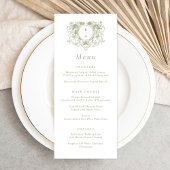 Elegant Floral Leafy Crest Bruiloft Menu