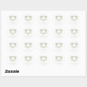  Elegant Floral Leafy Crest Bruiloft Ronde Sticker (Vel)