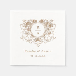  Elegant Floral Leafy Crest Trouwservetten Servet