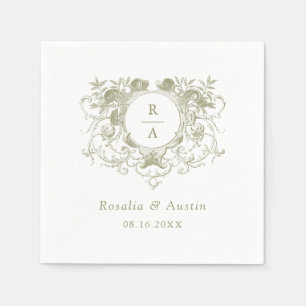  Elegant Floral Leafy Crest Trouwservetten Servet
