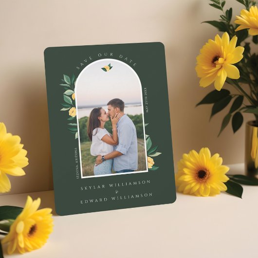 Elegant Floral Lemon Tree Arch Groen Save The Date