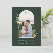 Elegant Floral Lemon Tree Arch Groen Save The Date (Staand voorkant)
