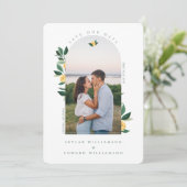Elegant Floral Lemon Tree Arch White Save The Date (Staand voorkant)