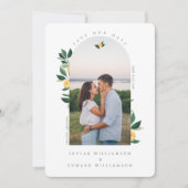 Elegant Floral Lemon Tree Arch White Save The Date (Voorkant)