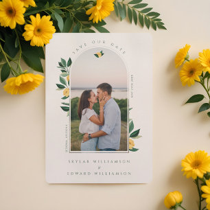 Elegant Floral Lemon Tree Arch White Save The Date