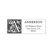 Elegant  Floral Letter A Monogram Aangepast Rubberstempel (Afrduk)