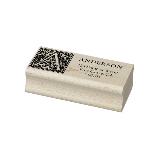 Elegant  Floral Letter A Monogram Aangepast Rubberstempel (Stempel)