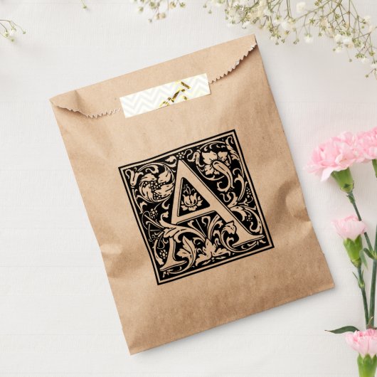 Elegant  Floral Letter A Monogram Bedankzakje (Gezegeld)