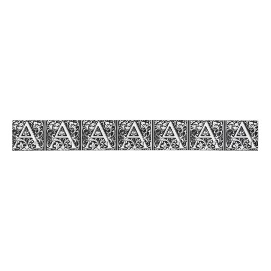 Elegant Floral Letter A Monogram Grosgrain Lint (Voorkant)