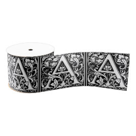 Elegant  Floral Letter A Monogram Grosgrain Lint
