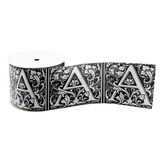 Elegant  Floral Letter A Monogram Grosgrain Lint (Spoel)
