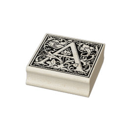 Elegant  Floral Letter A Monogram Rubberstempel
