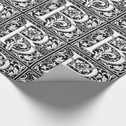 Elegant  Floral Letter B Monogram Cadeaupapier (Hoek)