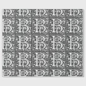 Elegant  Floral Letter B Monogram Cadeaupapier (Vlak)