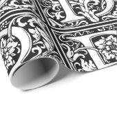 Elegant  Floral Letter B Monogram Cadeaupapier (Rol Hoek)