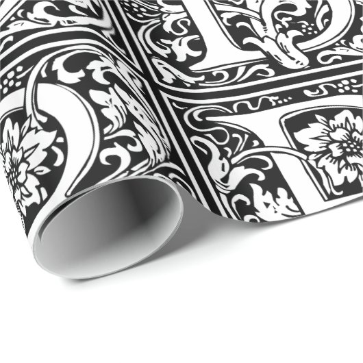 Elegant  Floral Letter B Monogram Cadeaupapier (Rol Hoek)