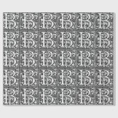 Elegant  Floral Letter B Monogram Cadeaupapier (Vlak)