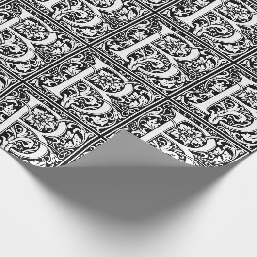 Elegant Floral Letter B Monogram Cadeaupapier (Hoek)