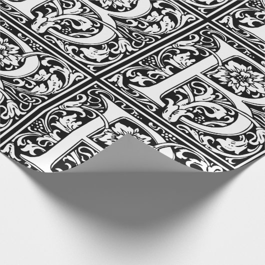 Elegant  Floral Letter B Monogram Cadeaupapier (Hoek)