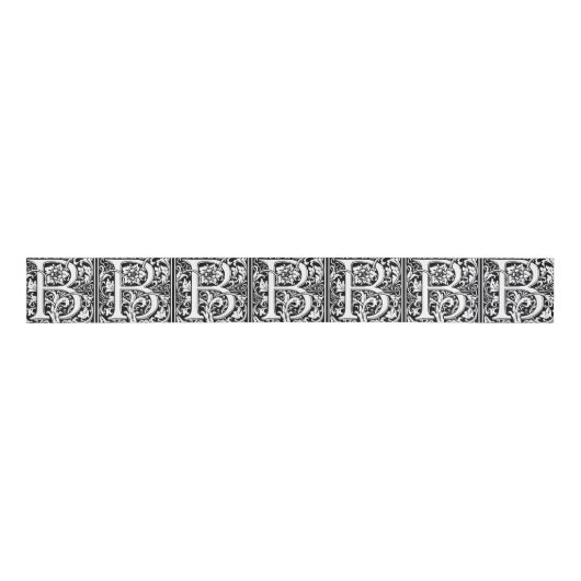 Elegant  Floral Letter B Monogram Grosgrain Lint (Voorkant)