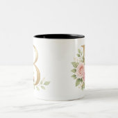 Elegant Floral Letter B Monogram Mug  Personalize Tweekleurige Koffiemok (Center)
