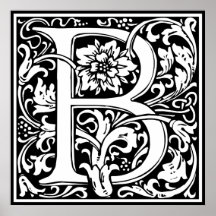 Elegant  Floral Letter B Monogram