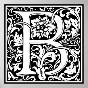 Elegant Floral Letter B Monogram Poster
