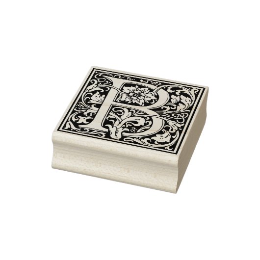 Elegant  Floral Letter B Monogram Rubberstempel (Stempel)