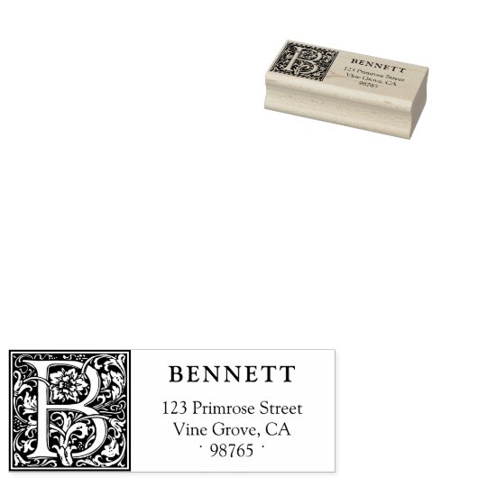Elegant  Floral Letter B Monogram Rubberstempel (Gestempeld)