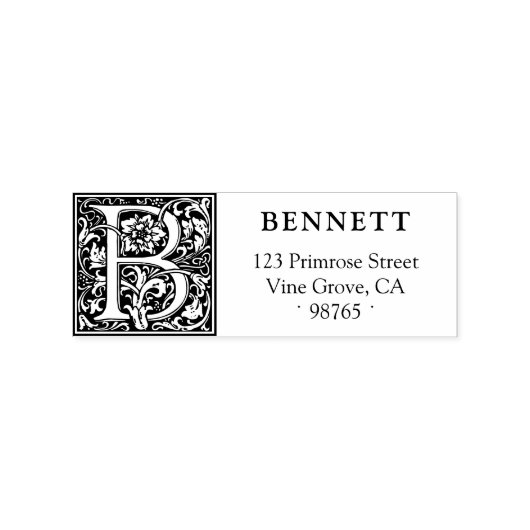 Elegant  Floral Letter B Monogram Rubberstempel (Afrduk)