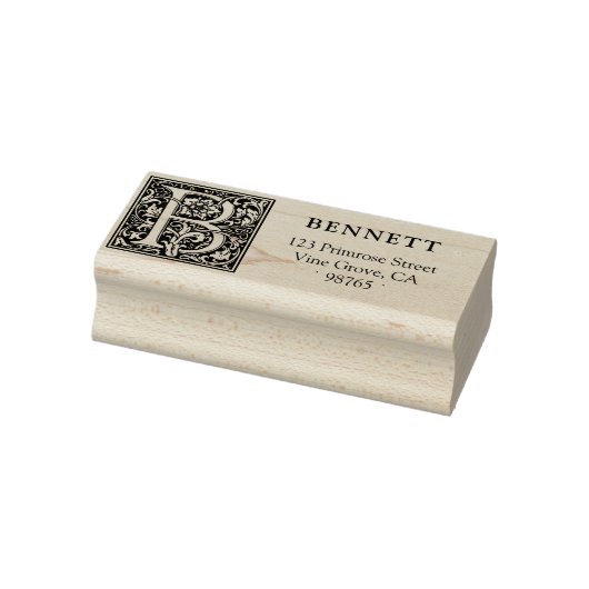Elegant  Floral Letter B Monogram Rubberstempel (Stempel)