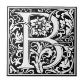 Elegant  Floral Letter B Monogram Tegeltje (Voorkant)