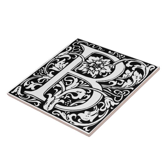 Elegant Floral Letter B Monogram Tegeltje (Zijkant)