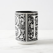 Elegant  Floral Letter B Monogram Tweekleurige Koffiemok (Center)