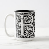 Elegant  Floral Letter B Monogram Tweekleurige Koffiemok (Links)