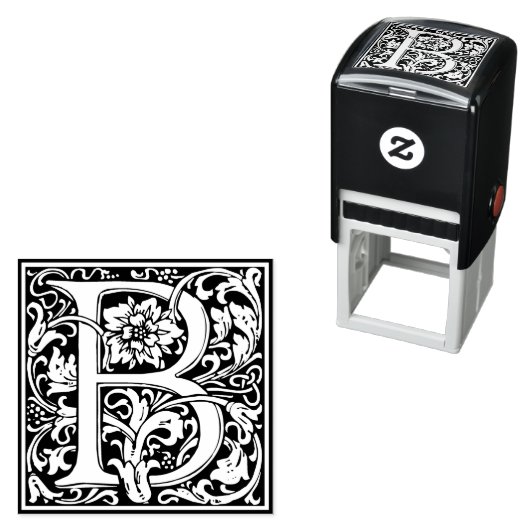 Elegant  Floral Letter B Monogram Zelfinktende Stempel (In situ)