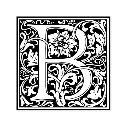 Elegant  Floral Letter B Monogram Zelfinktende Stempel (Design)